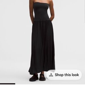 Lululemon 2 in 1 Strapless Black Maxi Dress Skirt XXS